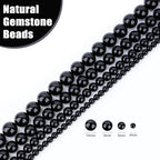 Natural Stone Beads Round Genuine Real Stone Beading Strand Loose Gemstones DIY Smooth Bead for Bracelet Necklace Earrings Jewelry Making (Black Onyx, 4mm 90 Pieces) - color: Black Onyx, size: 4mm 90pcs