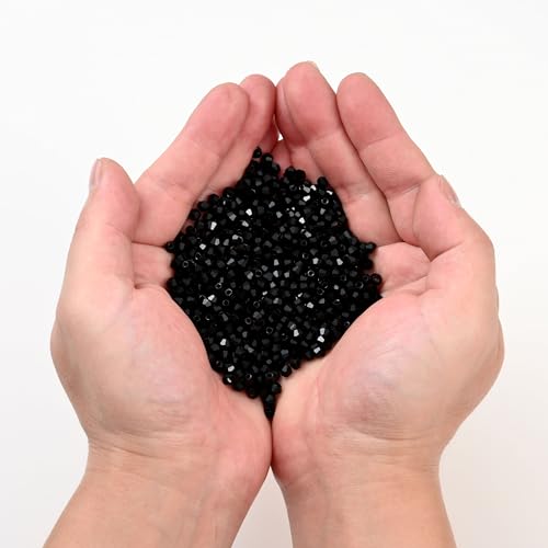 1000pcs 4 mm Bicone Crystal Beads Faceted Crystal Glass Beads Bulk for Jewelry Making DIY Necklace Bracelet Earring (Jet Black) - color: Jet Black