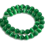 HAAMIIQII 10mm Grass Green Cat Eye Glass Round Crystal Stone Loose Gemstone Beads for Jewelry Making Bracelets Necklaces Earrings Crafts (35-40pcs) - color: Grass Green, size: 10mm (35pcs)