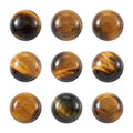 Fashewelry 50Pcs Natural Tiger Eye Cabochon Stone Half Round Beads 12mm Flat Back Gemstone Chakra Healing Crystal Cover Cabs for Jewelry Making - color: 2-Tiger Eye, size: 12x5mm