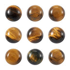 Fashewelry 50Pcs Natural Tiger Eye Cabochon Stone Half Round Beads 12mm Flat Back Gemstone Chakra Healing Crystal Cover Cabs for Jewelry Making - color: 2-Tiger Eye, size: 12x5mm