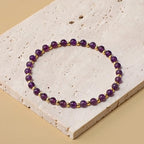 QOGIR 14k gold Handmade Healing Bracelet, Natural Gem Stone Crystal Elastic Gold Bracelet - color: Amethyst - Calmness, size: 4m