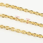 YOUBEIYEE 5 Meters 18K Gold Plated Jewelry Chains Bulk Diamond Cut Cable Chain Link Light Gold Chain Necklace DIY for Men and Women - color: Cable
