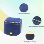 Jewelry Ring Box Small Travel Jewelry Box, Velvet Wedding Ring Box for Business, Engagement, Wedding, Bridesmaid and Mother's Day - Blue - color: Ring Box-Blue