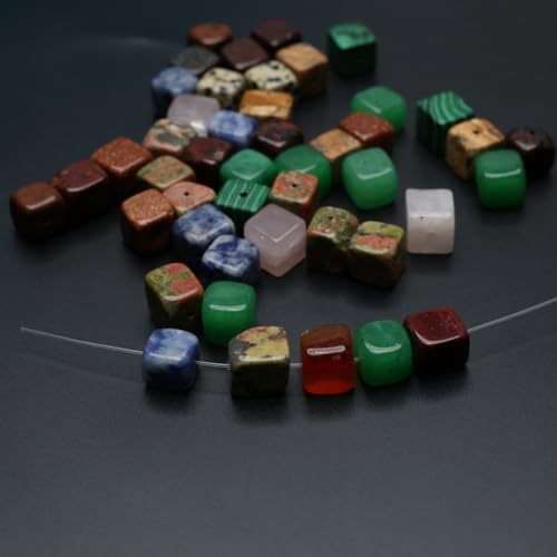 40 Pcs Healing Loose Beads Square Shape Faceted Natural Necklace Stone Pendants Crystal Charms for Jewelry Making DIY Craft - color: square