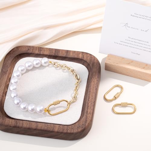 5 Pcs Locking Carabiner Small, Oval Jewelry Carabiner, Gold Carabiner Clasp, Metal Carabiner Necklace for DIY Necklace Bracelets Jewelry Making Hook (Gold) - color: 5 Pcs-Gold, Style1