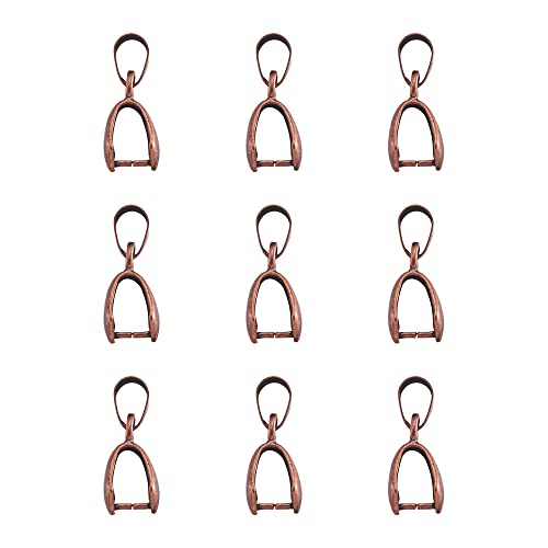 Fashewelry 200pcs Brass Pendant Pinch Bails Antique Bronze 8x5mm Inner Diameter Dangle Charm Clasp Clip for Top Drilled Bead Necklace Earring Jewelry Making Pin:0.9MM - color: Red Copper #2