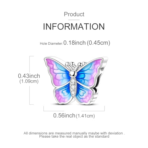 LAZA 925 Sterling Silver Charm for Bracelet Necklace Dangle Love Mom Butterfly Party Charm Beads Pendants DIY Jewelry for Women - color: Fantasy Butterfly
