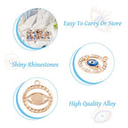 Cheriswelry Rhinestone Enamel Connectors Charm Links Evil Eye Alloy Metal Pendants Antique Silver Flat Round Hamsa Hand Owl Feather Heart Charm Pendant for Bracelet Necklace Jewelry Making - color: Gold-Mixed Shape