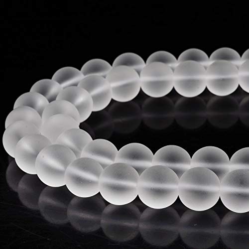 RUBYCA Natural AAA Grade Quartz Crystal Clear Frosted Round Beads for Jewelry Making (1 Strand 10mm) - color: Round Frosted, size: 10mm