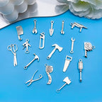 Youdiyla 51pcs Alloy Ancient Silvery Father's Day Series Tool Set Pendant Jewelry Making DIY Keychain Earrings Pendant Various Design Charms for Jewelry Making Bracelets Necklace (M351) - color: M351