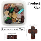 1 Box 25PCS Easter Cross Gemstone Beads with Holes Natural Mixed Color Stone Crystal Energy Spacer Loose Charms Bead Bulk for Jewelry Making Necklaces Party Holiday Adult Diy Craft Supplies