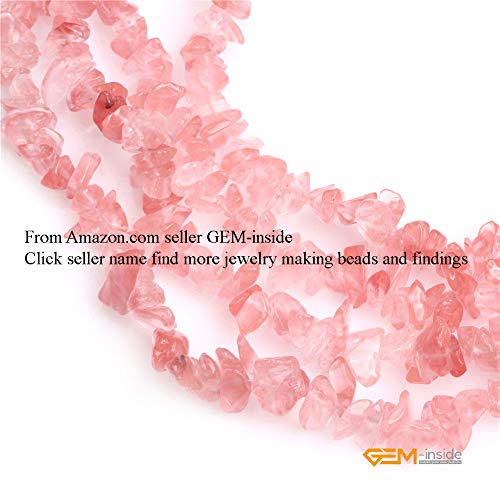 GEM-Inside Natural 7-8MM Cherry Glass Crystal Chips Beads Gemstone Gem Loose Beads 34" Findings Accessories Strand 34 Inches - color: Cherry Quartz