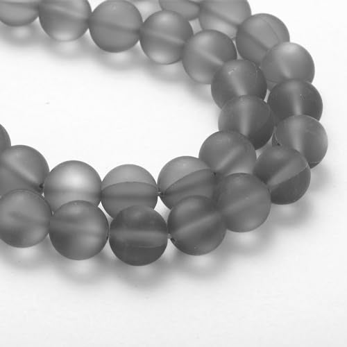 uxcell Matte Crystal Glass Beads 10mm Synthetic Frosted Shining Semi-Precious Round Loose Beads Synthetic Moonstone for Jewelry Making DIY Bracelet, Gray Silver - color: Gray Silver, size: 10mm
