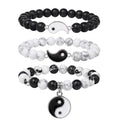 Vinswet Healing Crystal Beaded Bracelets for Women,Natural Amethyst Gemstones Bracelet,Anxiety Stress Relief Heart Charm Bracelet Handmade purple Jewelry Gifts for Women - color: white howlite&black agate