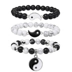 Vinswet Healing Crystal Beaded Bracelets for Women,Natural Amethyst Gemstones Bracelet,Anxiety Stress Relief Heart Charm Bracelet Handmade purple Jewelry Gifts for Women - color: white howlite&black agate