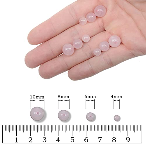 AD Beads Natural Gemstone Round Loose Beads 15" for Bracelet Necklace Earrings Jwelery Making Crafts DIY (4mm, Rose Quartz) - color: Rose Quartz, size: 4mm