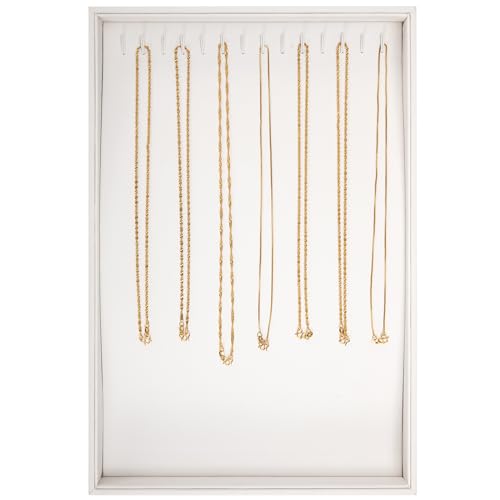 Polmart Stackable Necklace & Jewelry Organizer/Storage/Display Trays, White Leatherette (2-Pack) - color: White Leather