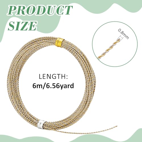 BENECREAT 19.7Ft Round Twist Jewelry Wire, 20 Gauge Tarnish Resistant Brass Craft Wire for Necklace Bracelet Making and Handmade Project, Light Gold & Platinum - color: Light Gold