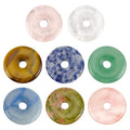 BENECREAT 8Pcs Donut Natural Stone Pendants Gemstone Donut Charms Flat Round Stone Beads Pendants (Hole: 6mm/0.2inches) for Jewelry Making DIY Necklace Accessory Gift Party