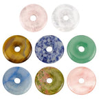 BENECREAT 8Pcs Donut Natural Stone Pendants Gemstone Donut Charms Flat Round Stone Beads Pendants (Hole: 6mm/0.2inches) for Jewelry Making DIY Necklace Accessory Gift Party