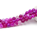 MJDCB Natural Stone Beads Rose Red Stripe Agate Round Loose Beads for Jewelry Making DIY Bracelet Necklace (10mm) - color: Rose Red Striped Agate, size: 10mm