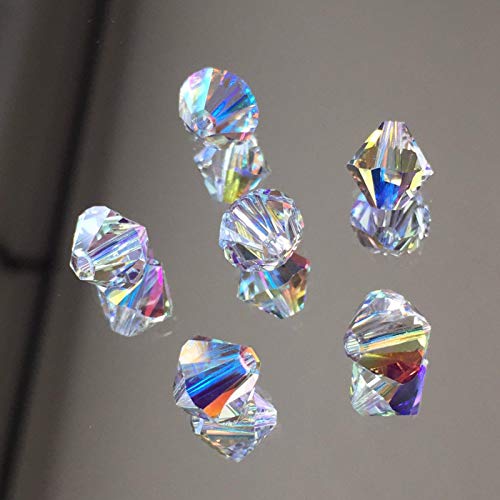 Dowarm 250PCS Bicone Crystal Beads 6MM, Faceted Bicone Glass Beads for Jewelry Craft Making, DIY Bracelet, Necklace, Dolls, Loose Spacer Beads (Crystal AB, 6MM) - color: 01-Crystal AB, size: 6MM