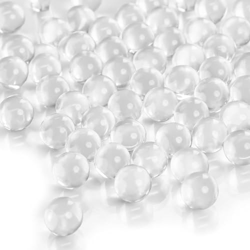 FUTUREPLUSX Clear Glass Marbles, 1LB Round Marble Beads Transparent Vase Fillers Decorative Glass Gem Pebbles for Decoration Collectibles Marble Games - color: Clear