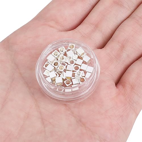 BEADIA Silver Plated Cube Spacer Beads Right Angle 3x3mm 50pcs for Jewelry Making Findings Non Tarnish - color: Silver, size: 3x3mm Right Angle Cube