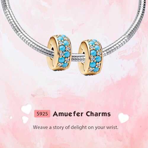 Clip Stopper Spacer Charms for Bracelets Necklaces, Compatible with Pandora,Jewery Mking DIY - style: Turquoise Clip