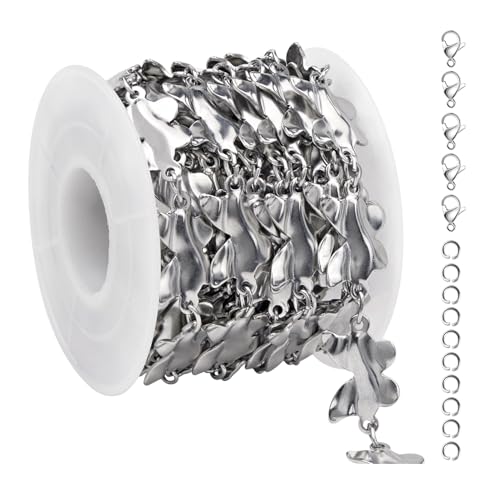 UMAOKANG 2 Yard Butterfly Chain for Jewelry Making Stainless Steel Chains Bulk on Spool with Jump Rings Lobster Clasps - color: Silver Butterfly
