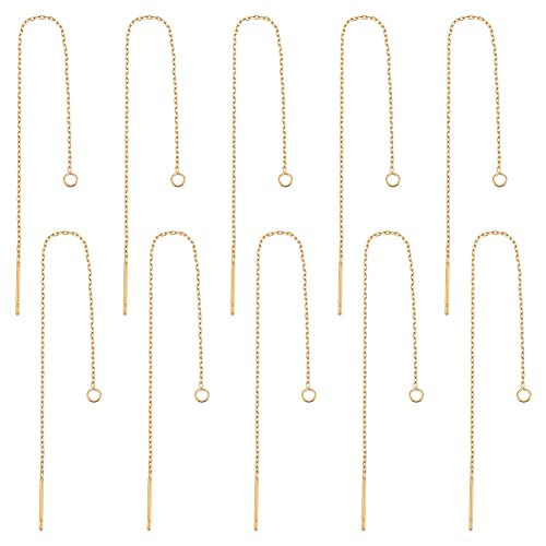 UNICRAFTALE 20pcs Golden Stainless Steel Ear Threads Earrings 109mm Long String Ear Threads with Loops Drop Earring Threader Jewelry Finding for Jewelry Making - color: Golden, size: 109mm