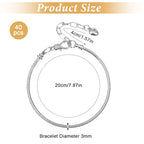 Molain 40 Pieces Silver Snake Charm Bracelet Chains, 7.87 Inch Adjustable Jewelry Making Charm Bracelet with Heart Extender Chains for DIY Women Gifts