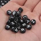 Song Xi 1200pcs Black Round Acrylic Alphabet Beads - White Letter Beads 4x7mm for Bracelets and Jewelry Making Key Chains - color: 1200pcs black white letter