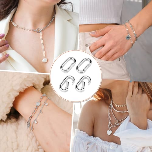 4 PCS 18K Gold Plated Carabiner Clasps and Closures and 4 PCS Silvery Claps for Jewelry Making Bracelet Necklace Oval Connector - color: 4 Golden+4 Silvery