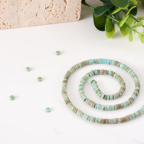 Craftdady 85Pcs 4mm Natural Turquoise Heishi Coin Disc Stone Beads Flat Round Disk Gemstone Loose Beads for Jewelry Craft Necklace Bracelet Making Hole: 0.8mm - color: Dark Seagreen, 4mm