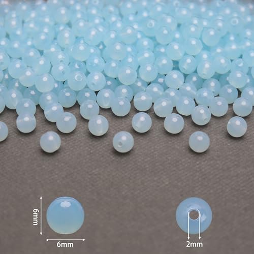 BONNY BOXX 1000PCs 6MM Jelly Light Blue Acrylic Round Beads, Smooth Transparent Acrylic Balls, Plastic Resin Gumball Bubblegum Chunky Beads for Necklace & Bracelet Making, Crafting Supplies - color: Jelly Light Blue, size: 6MM
