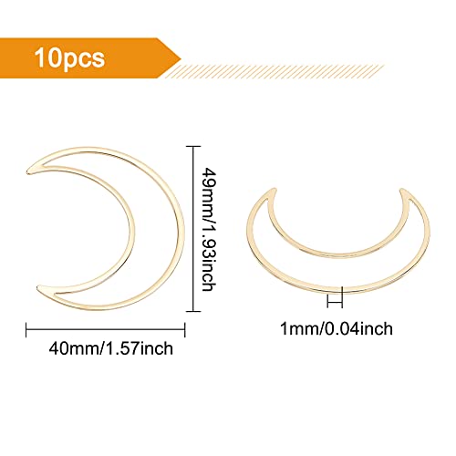 BENECREAT 10pcs Real 18K Gold Plated Moon Linking Rings Brass Hollow Frames Links Connector Charms for Bracelets Necklace Jewelry DIY Making, Festival Gift, 24.5x1mm - color: Moon