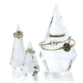 Acrylic Ring Holders 3Pcs Cone Shape Display Jewelry Tower Rings Storage Organizer Stand Clear Rack (Clear)