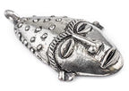 TheBeadChest Elongated African Silver Mask Pendant (50x90mm): Genuine West African Mask Design for DIY Jewelry & Necklaces - color: Silver, size: Large Elongated (50x90mm)