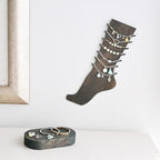 MOOCA 2 Pcs Set Two-Way Tabletop or Wall-Mountable Jewelry Display Natural Wood Foot-Shaped Bracelet Display, Anklets Display Storage, Wood Sturdy Base, Dark Brown Color - color: Dark Brown