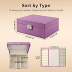 Homeanda Jewelry box 2 layer Jewelry box Leather Jewelry boxes for Women Girls Teens Jewelry organizer box Jewelry Storage box with lock(Purple) - color: Purple