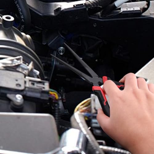 10" Extra Long Needle Nose Pliers | Designed for Car Repair & Welding Assistance | Heavy Duty 45 Steel Extended Reach Long Nose Pliers with Serrated Jaw for Narrow Spaces and Limited Areas