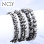 NCB 2.3-Piece 4mm Natural Crystal Gemstone Stretch Bracelets – Handmade Reiki Energy Healing Jewelry for Meditation,Yoga, Unisex - color: 2PCS ( Black Larvikite+Map Jasper ), size: 8mm