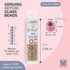 Miyuki Delica Seed Beads – Size 11/0 (1.6 mm), DB1834, Duracoat Galvanized Champagne, 7.2 g, Approx. 1440 Beads, Made in Japan - color: DB1834 - Duracoat Galvanized Champagne