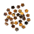 Songxi 60pcs 6mm Tiger Eye Plum Blossom Natural Stone Beads for Jewelry Making, Smooth Loose Flower Shape Gemstone Beads for Bracelets Necklace Earrings Making Supplies ﻿ - color: Tiger Eye
