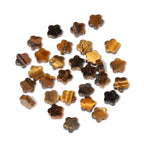 Songxi 60pcs 6mm Tiger Eye Plum Blossom Natural Stone Beads for Jewelry Making, Smooth Loose Flower Shape Gemstone Beads for Bracelets Necklace Earrings Making Supplies ﻿ - color: Tiger Eye