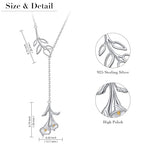 Long Necklace Sterling Silver Larait Bar Y Lariat Long Chain Drop Adjustable Necklace Gift for Her, 30" - style: Calla lily necklace
