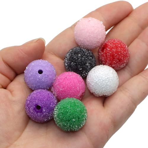 David accessories Chunky 20mm Sugar Bubblegum Beads, 20Pcs Pave Rhinestone Acrylic Beads, for Pens Necklace Bracelet Jewelry Making Party Decoration (Rose Red)