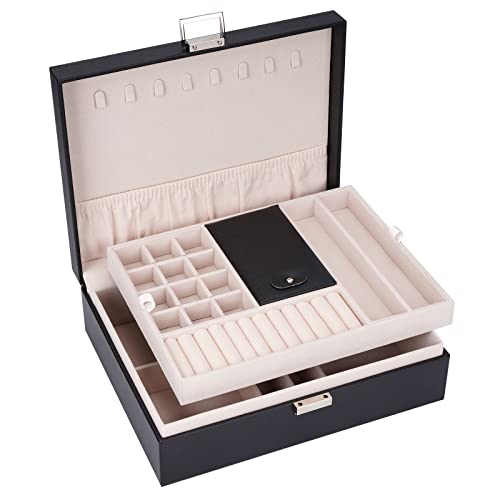Jewelry Box Organizer, Travel Jewelry Storage Boxes Necklace Holders Display Tray Storage Case(BLACK) ¡­ - color: Black
